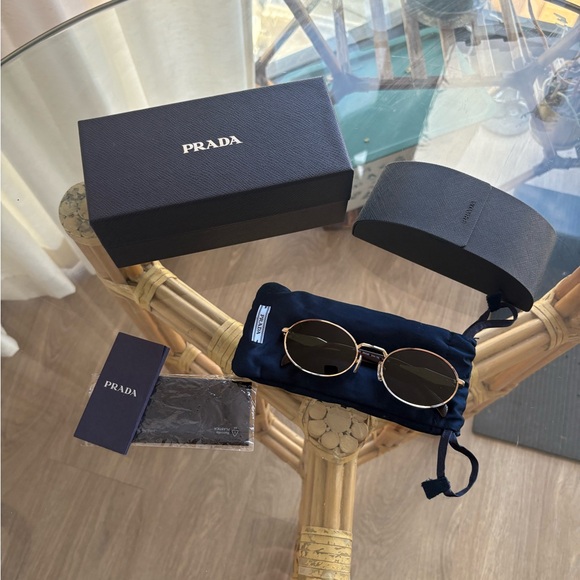 Prada Gold and Black Round Sunglasses - Picture 1 of 4